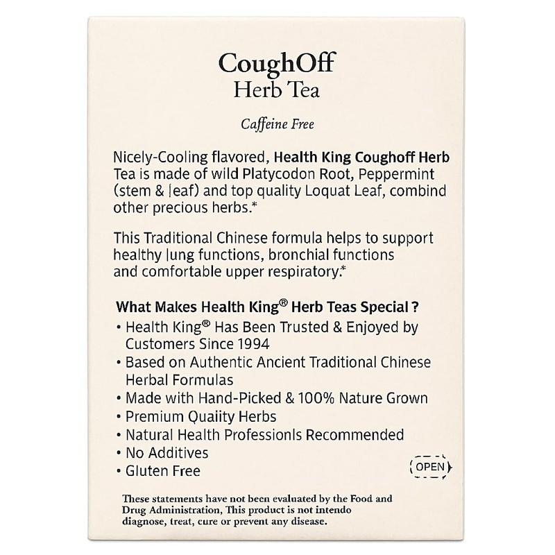 Health King CoughOff Herb Tea, Herbal Tea, 20 Tea Bags,