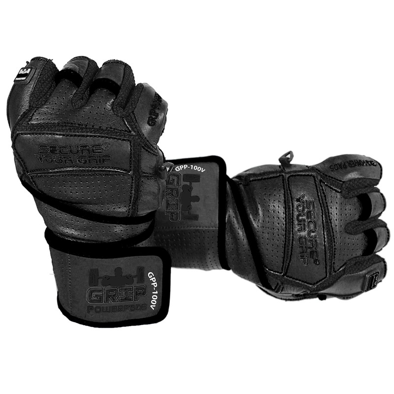 Elite Leather Gym Gloves with Built in 2" Wide Wrist