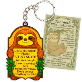 Rusaten Positive Sloth Keychain Inspirational Gifts For Women Men, Positive Sloth Gifts For Women, Birthday Valentine Emotional Support Gift For Teacher, Mom, Dad, Daughter, Friend, Coworker