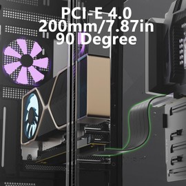 Oddtone PCI-E 4.0 Riser Cable, PCIe 4.0 x16 200mm High Speed Flexible Extender Card Extension Port 90 Degree Adapter, PCIe 4.0 | Older Compatible, EMI Shielded 30 AWG, TPE Cable Sleeves