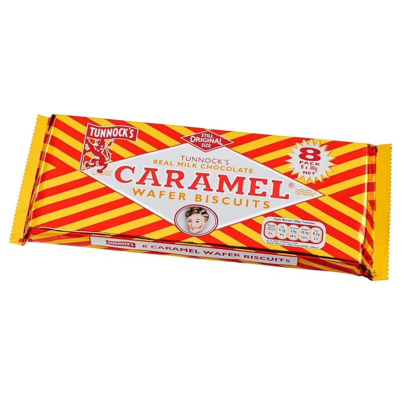 Tunnocks Milk Chocolate Caramel Wafer Biscuit 8 Pack 30g (Pack