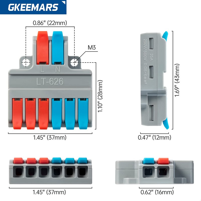 GKEEMARS 10Pcs Lever Wire Connectors, Quick Disconnect Kit Cable Clamp
