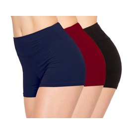 ALWAYS Women Boyshort Underwear Panties - Soft Stretch Boxer Brief Yoga Shorts 3 Pack Black Burgundy Navy Small