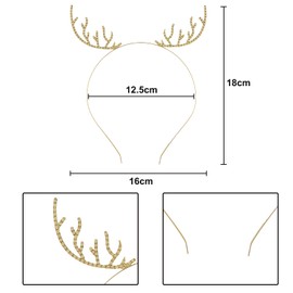 Bohue 2pcs Christmas Rhinestone Reindeer Antler Headband Cute Xmas Hair Hoops Christmas Antlers Headband Christmas Hair Accessories for Xmas Party