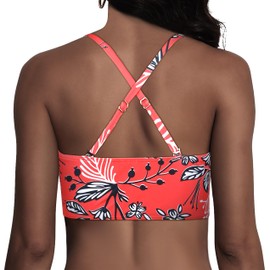 Hilor Women Underwire Midkini Swimsuit Tops Front Twist Bikini Tops Crossback Bathing Suit Top Swimwear Red&White Floral 8