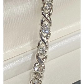 MAGNETIC HEALING BRACELET SILVER CHROME FAUX DIAMOND CRYSTAL 10 MAGNETS - NEW!