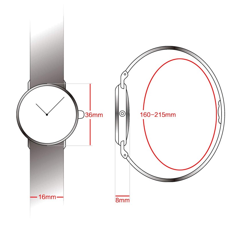 Alienwork IK Minimalist Women's Watch, 36 mm Diameter with Mesh