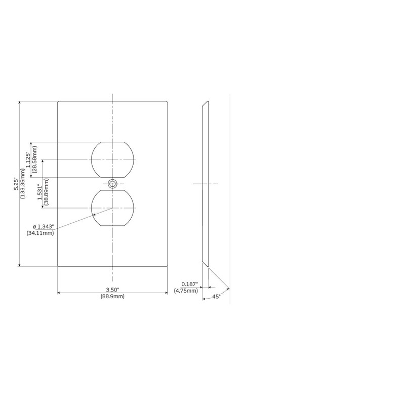 Leviton 1-Gang Duplex Wallplate, Oversized, Non-Magnetic Stainless Steel, 84103-40