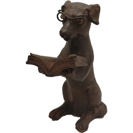 Young's Inc Resin Reading Dog with Glasses