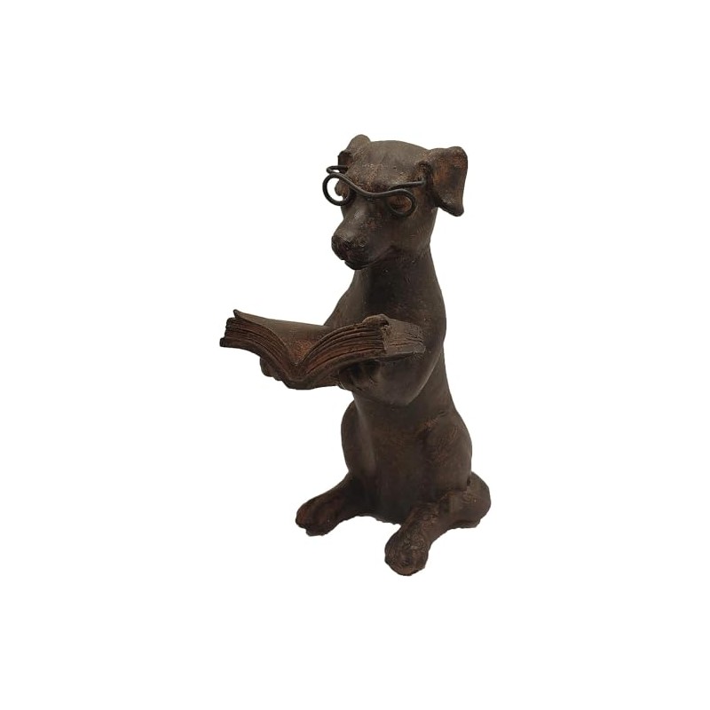 Young's Inc Resin Reading Dog with Glasses
