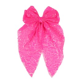 Ling & Bai Sequin Hair Bows Big Gold Bow Clips Silver Glitter Hairpins Parties Sparkling Hair Styling Accessories for Women Girls (Bright Pink)