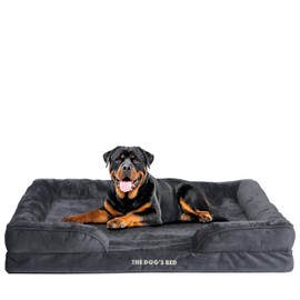 The Dog’s Bed, Orthopedic Egg Crate Foam Waterproof Dog Bed with Standard Support, XXL Grey Plush, Waterproof, Supportive Dog Bed with Replaceable Covers, Veterinary Approved