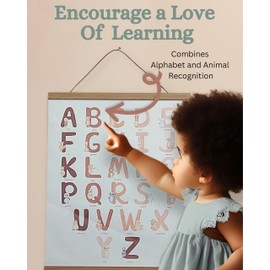 Canvas Alphabet Poster For Toddlers - 16x20 Boho Abc Chart Neutral Wall Decor For Toddler Bedroom - Gender Neutral Nursery Decor - Preschool Homeschool Toddler Learning Poster - Abc Poster For Kids