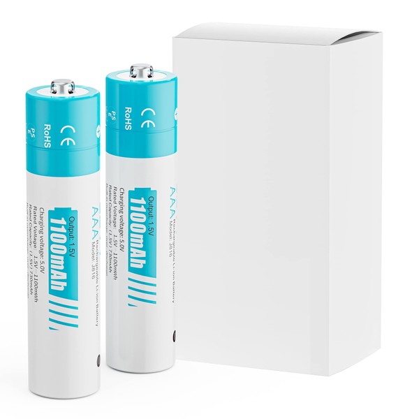 czvv Rechargeable AAA Lithium 1.5V Batteries - Full-Recharged 2 Pack