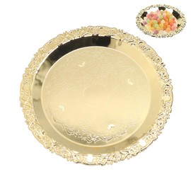 Round Fruit Tray 7.7 Inch Stainless Steel Snack Plate Decorative Pastry Dish Gold Dinner Plate Trinket Serving Tray Jewelry Storage