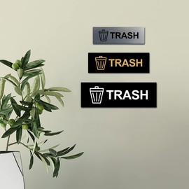 Basic Trash Sign (Brushed Silver) - Small 1 Pack