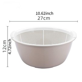 HAOHIZE Kitchen Colanders Bowl Set, Vegetable Washing Basket Fruit Colander Draining Bowl Plastic Thickened Double Layer Drainage Basket for Kitchen and Living Room