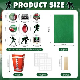 Marspark 6 Sets 54 Pcs Football Party Centerpieces Decorations Sports Themed Table Toppers with Box Game Day Football Cutouts and Sticks for DIY Shower Sports Party Birthday Decor