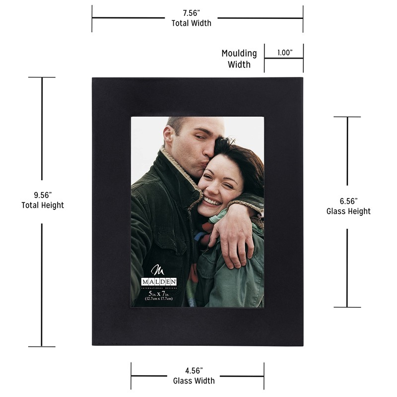 Malden International Designs Wide Linear Wooden Picture Frame, 5 by