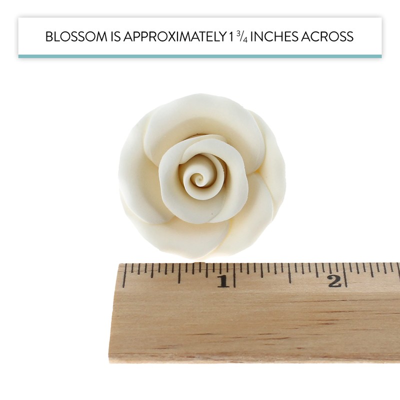 Global Sugar Art Rose Premium White, Unwired, Medium Sugar Flowers,