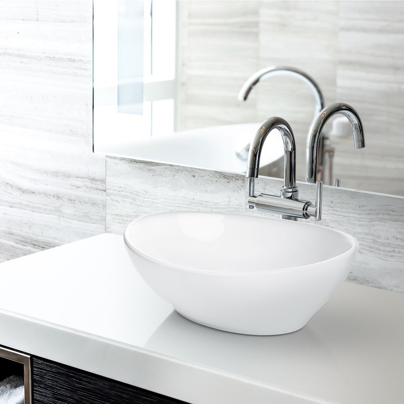Miligore 16" x 13" Oval White Ceramic Vessel Sink -