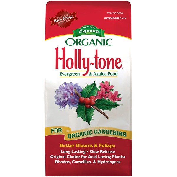 Espoma Organic Holly-tone 4-3-4 Natural & Organic Evergreen & Azalea Plant Food; 4 lb. Bag; The Original & Best Fertilizer for all Acid Loving Plants including Rhododendrons & Hydrangeas.
