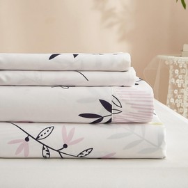 HighBuy Floral Sheets Full Sheet Set 4 Piece,Pink Floral Bed Sheets Cooling Sheets for Full Size Bed,16 Inch Deep Pocket Sheet Set,Easy Fit Flat Sheets,Comfy Soft Full Sheets Vintage for All Season