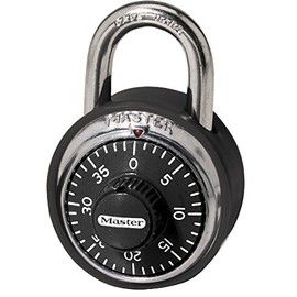 Master Lock Padlock, Standard Dial Combination Lock with Black Bumper, 1-7/8 in. Wide, 1500DCOV