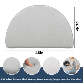 HOMBYS Thicker Memory Foam Half Circle Bath Mat Rug, Super Soft Velvet Absordent & Quick Dry Semi Circle Shower Mat, Non-Slip Bathroom Mats for Bathroom, Tub & Shower, Machine Washable, 21"x45"
