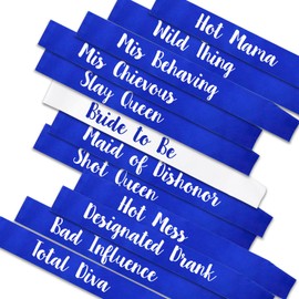 PANBINN 12Pcs Bachelorette Sashes Rolay Blue, Bride to Be Team Bride Sash Maid of Honor Bridesmaid Sash for Bridal Shower Hen Party Wedding Party Decorations