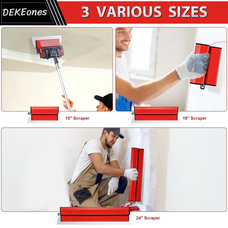 DEKEones Drywall Skimming Blade Set, Stainless Steel 10",16" & 24"