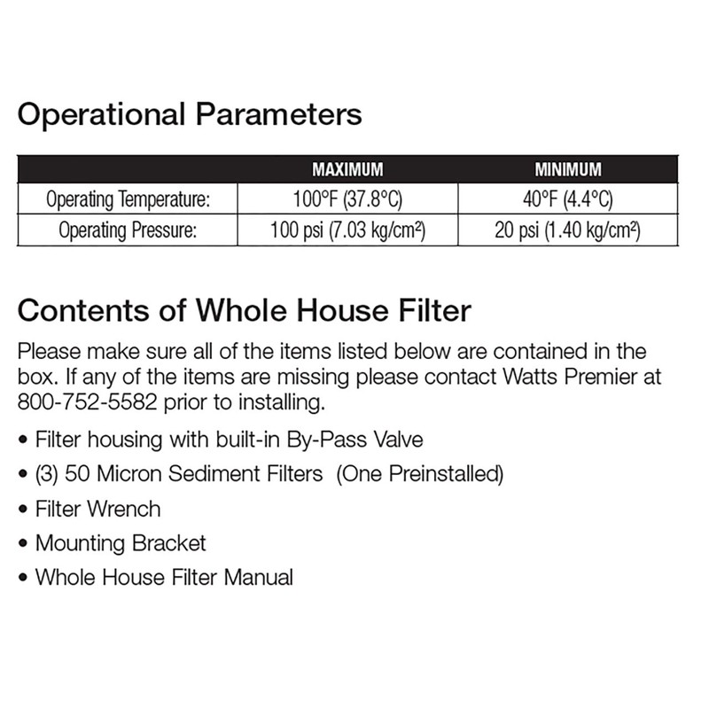 Watts Premier White Whole House Water Filtration Kit with Built-in