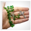 Nazareth Store Green Crystallized Glass Beads Rosary Necklace Holy Mary