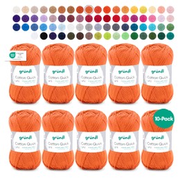 Gründl Wool Cotton Quick Plain - Thin Wool for Crocheting - Knitting Yarn - Crochet Yarn - Shiny and Skin Friendly - 100% Cotton - 10 Balls 50 g / 125 m - Needle Size 3-4 - Bronze