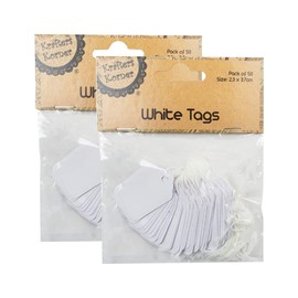 [2PK] Krafters Korner White Tags, Suitable for Gift Wrapping, Price Tags, and Labeling - Size 2.3 x 3.7cm
