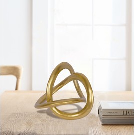 PUHOZN Modern Geometric Round Sculpture Gold Knot Statue Decor Tabletop Sculpture and Figurines Round Decorative Ornaments Knick Knacks Home Decor for Shelves Coffee Table Bookshelf Decoration Gifts