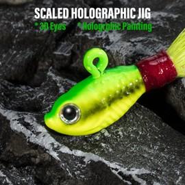 Dr.Fish 3 Pack Bucktail Jig Lure Hair Jig Saltwater Freshwater Lures Surf Fishing White Red Chartreuse Bass Flounder Striper Bluefish Halibut Redfish 1oz