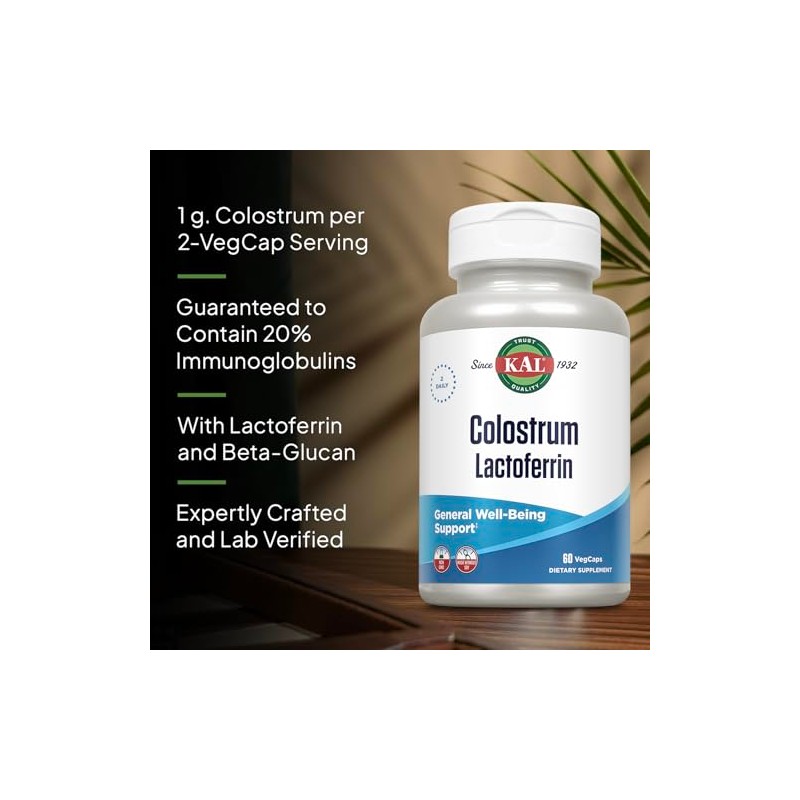 KAL Colostrum Lactoferrin Capsules, 60 Count
