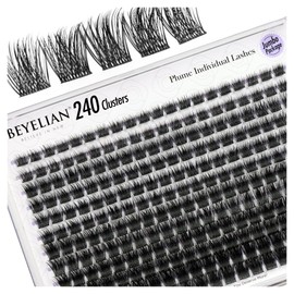 BEYELIAN False Eyelashes, Pack of 240 D Curl Tufts Extensions, DIY Artificial Eyelashes, Natural for Personal Use at Home, 10-16 mm (111)