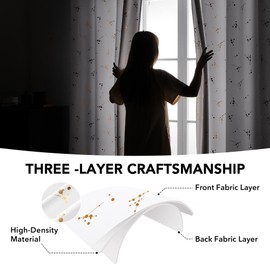 Deconovo White Curtains 2 Panels for Living Room 42 x 84 Inch, Room Darkening Curtains with Constellation Patterns, Gold Foil Printed Window Curtains with Grommets for Bedroom, Pure White