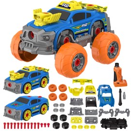 SHAWE 3-in-1 Take Apart Car Toys for Boys, 46 Pieces DIY Construction Truck Toy Racing Cars with Electric Drill Kids Building STEM Toys Educational Gifts for Age 3 4 5 6 7 8 Year Old Girls