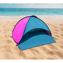 Mini Beach Tent for Dog Pet Shade Pop Up Portable Mini Head Sun Shelters Canopy for Camping Outdoor Hiking Picnic Windproof Waterproof with Tent Nails Phone Stand for Puppy Cat Small Animals(blue red)