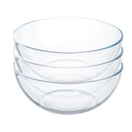 FOYO 5 Inch Glass Mixing Bowls Set Glass Salad Bowls, Round Bowls, Small Bowls for Kitchen, Set of 3