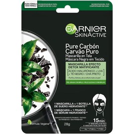 Garnier Skin Naturals Face Mascarilla facial en tela para piel grasa con carbon hidrabomb garnier, 1pza Carbon