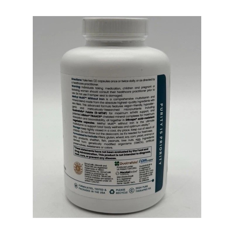 Pure Therapro Rx Methyl Multi Without Iron Methylated Multivitamin Capsules