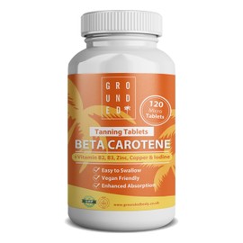 Grounded Beta Carotene Tanning Tablets | 120 Tablets, 4 Month Supply | with Zinc, Vitamin A, B2, B3, Copper & Iodine | High Strength Antioxidant Support | Vegan-Friendly & Made in The UK