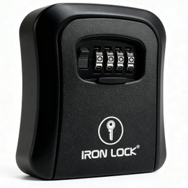 Iron Lock® Key Lock Box Wall Mount – Medium Waterproof Heavy-Duty Metal Safe with 4-Digit Combination for Outdoor Access, Home Entry, Office Security, Rentals & Airbnb Use (Black, Medium)