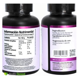 Cardo Mariano 60 Cpsulas 500mg  Suplemento Natural Apoyo Heptico Desintoxicacin  Silimarina  Milk Thystle  Momosie                                    
