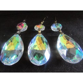 10- 2 1/2  "  AB AAA CUT LEAD  CRYSTALS PRISM CHANDELIER PARTS TEAR  BRONZE