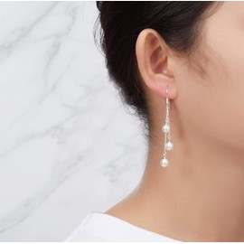 Philip Jones Sterling Silver Triple White Pearl Drop Earrings